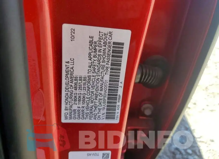 19UUB5F50NA005701 Photo# 12