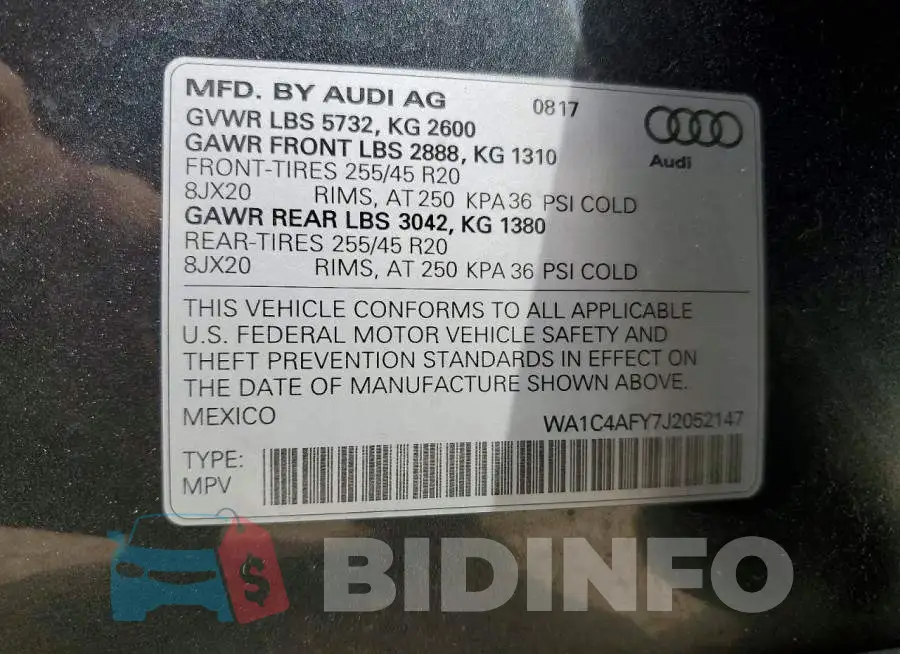 WA1C4AFY7J2052147 Photo# 13