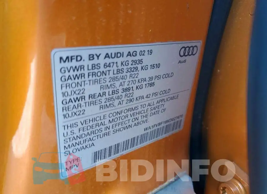 WA1FVBF16KD027670 Photo# 13