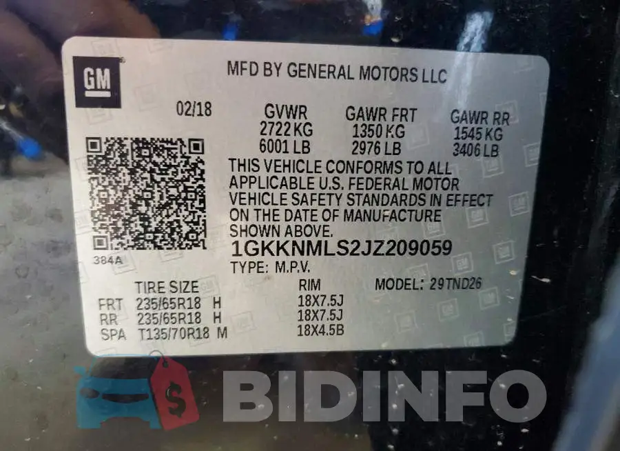 1GKKNMLS2JZ209059 Photo# 14