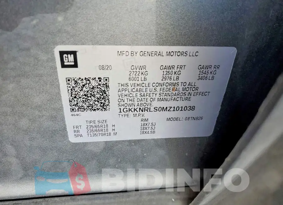 1GKKNRLS0MZ101038 Photo# 14