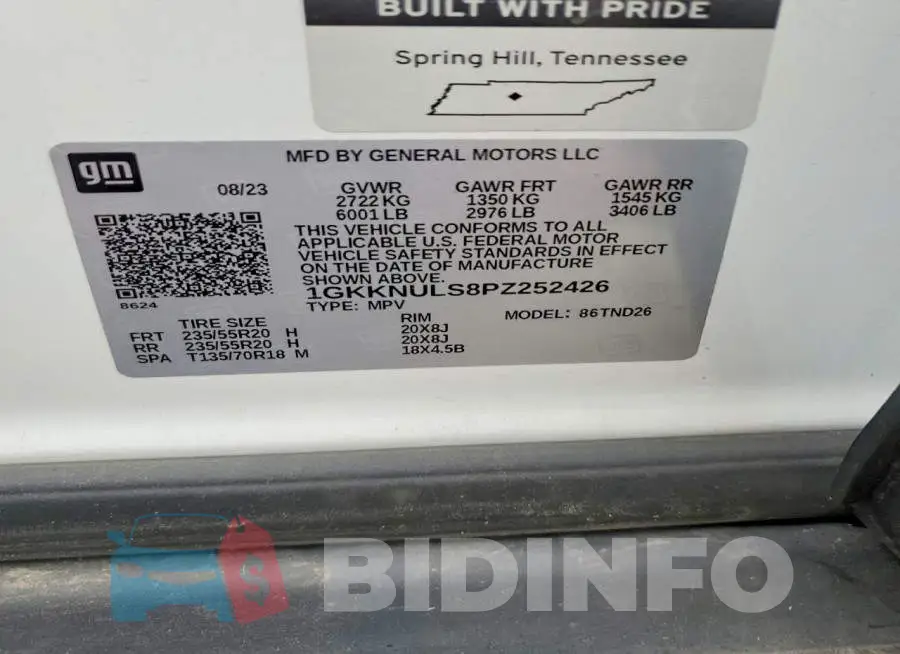 1GKKNULS8PZ252426 Photo# 12