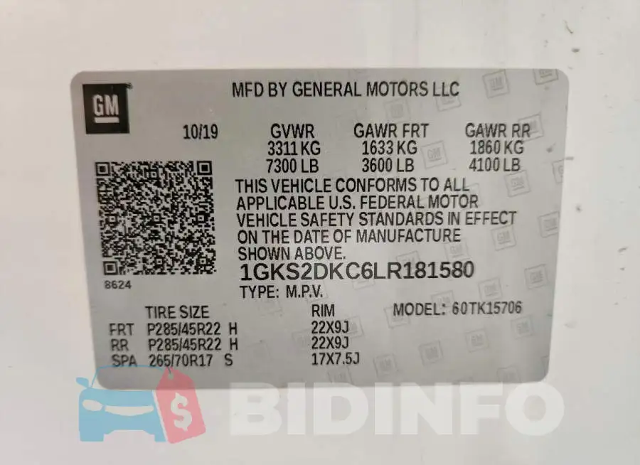 1GKS2DKC6LR181580 Photo# 14