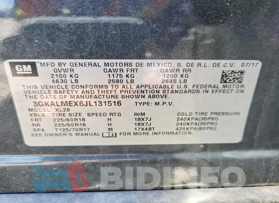 3GKALMEX6JL131516 Photo# 13
