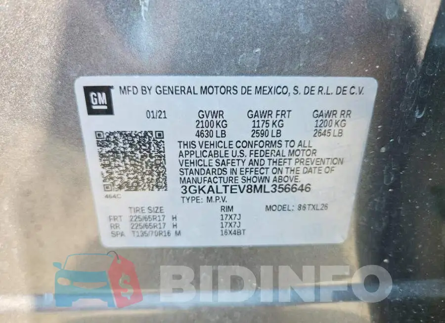 3GKALTEV8ML356646 Photo# 13