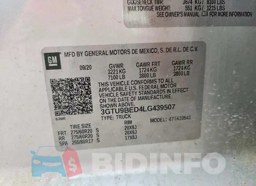 3GTU9BED4LG439507 Photo# 12