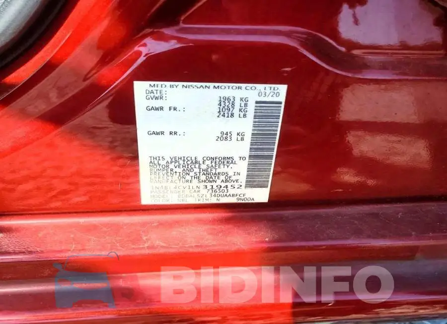 1N4BL4CV1LN319452 Photo# 13