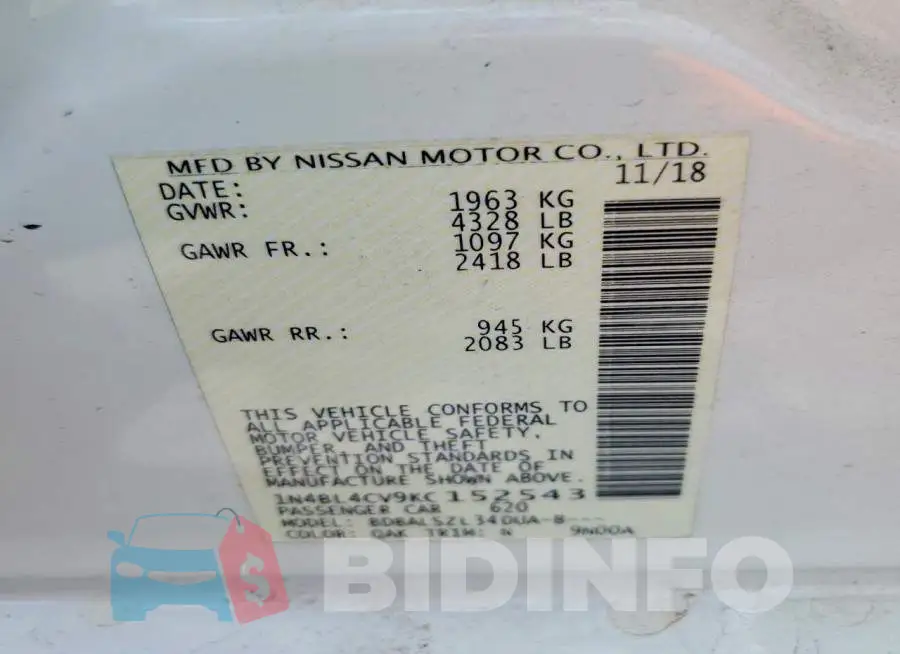 1N4BL4CV9KC152543 Photo# 12