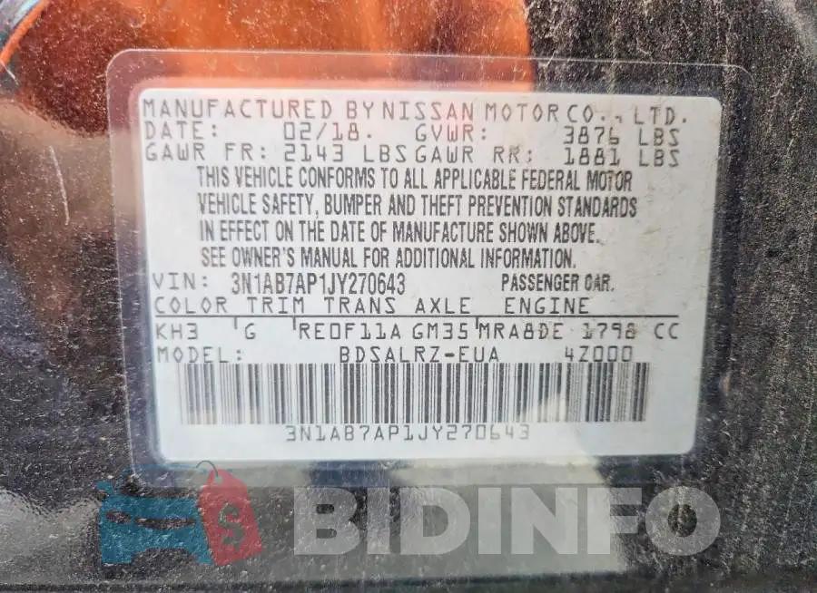 3N1AB7AP1JY270643 Photo# 12