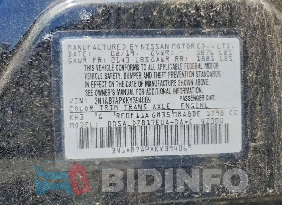 3N1AB7APXKY394069 Photo# 13