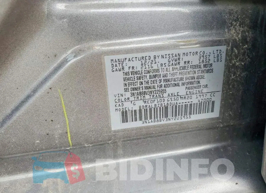 3N1AB8BV3NY225955 Photo# 12