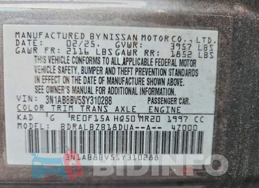 3N1AB8BV5SY310288 Photo# 12