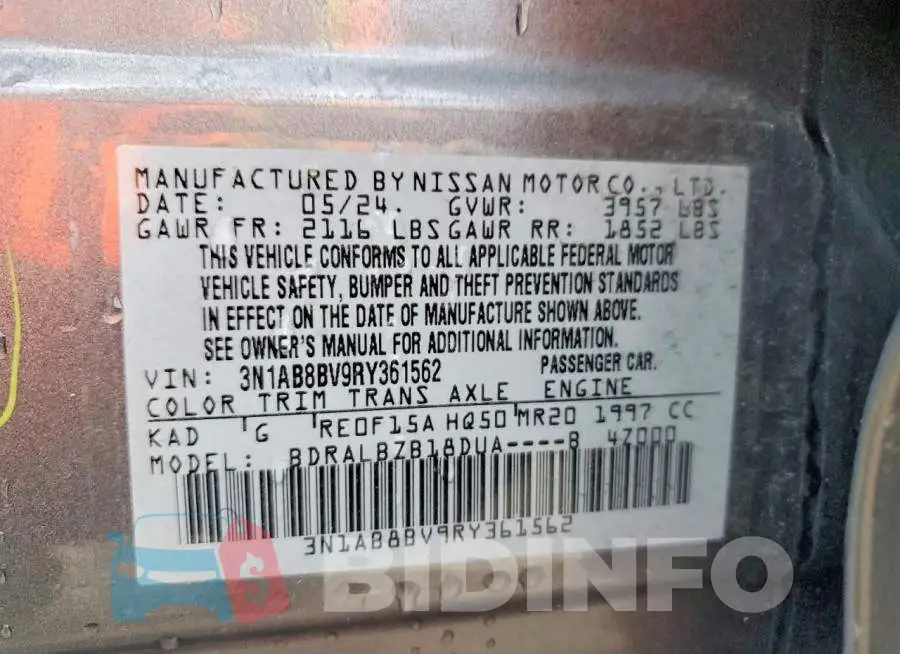 3N1AB8BV9RY361562 Photo# 12