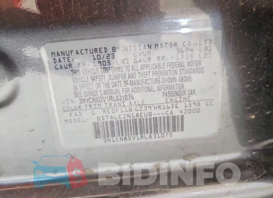 3N1CN8DV1RL831075 Photo# 12
