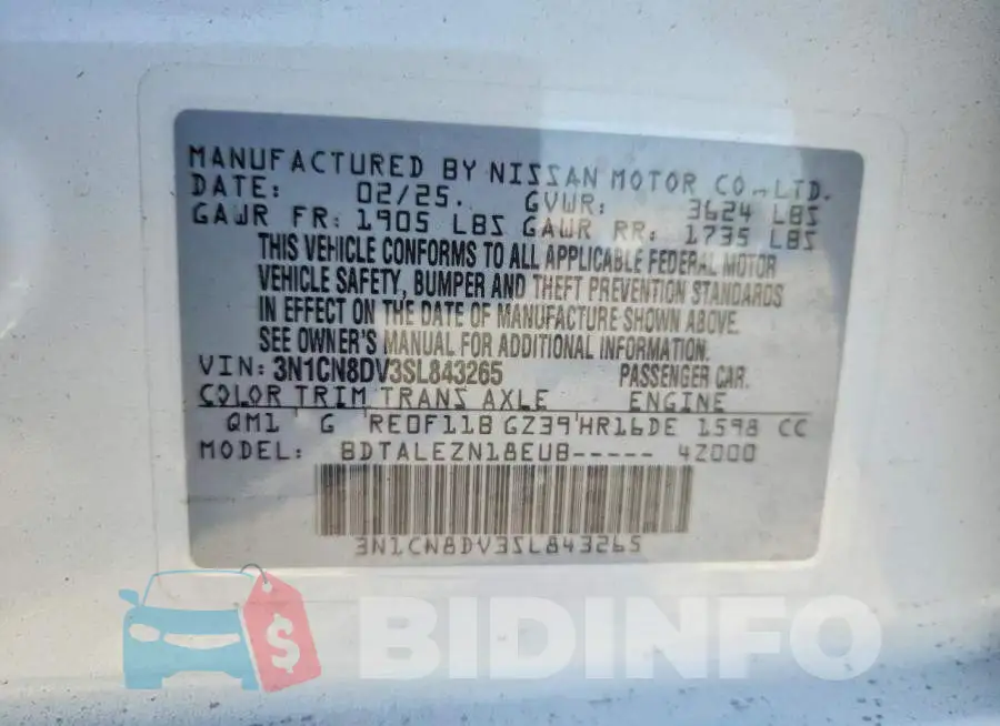3N1CN8DV3SL843265 Photo# 13