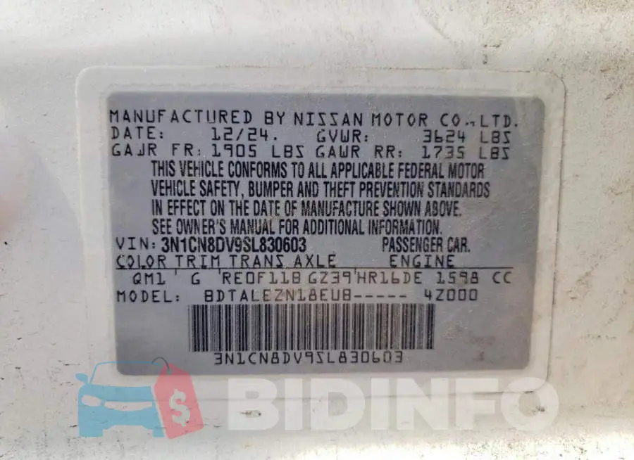 3N1CN8DV9SL830603 Photo# 13