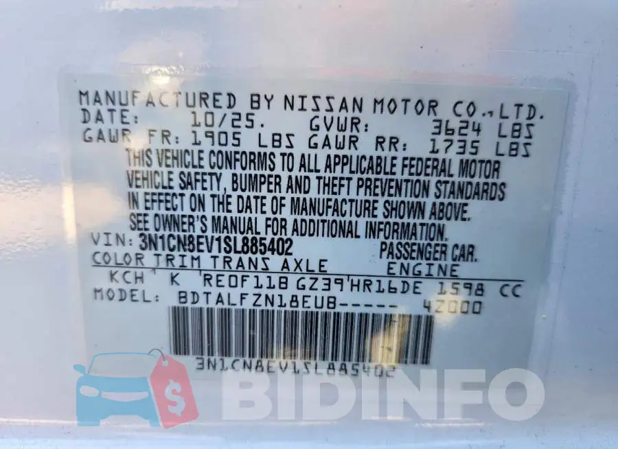 3N1CN8EV1SL885402 Photo# 12