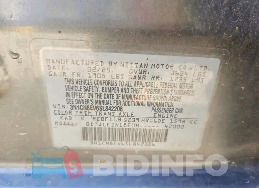 3N1CN8EV6SL842206 Photo# 13