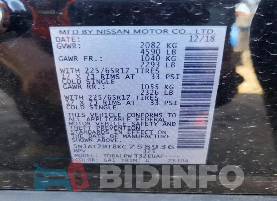 5N1AT2MT8KC758936 Photo# 12