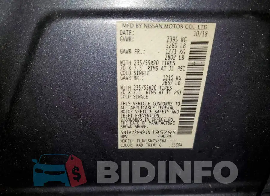5N1AZ2MH9JN195795 Photo# 13