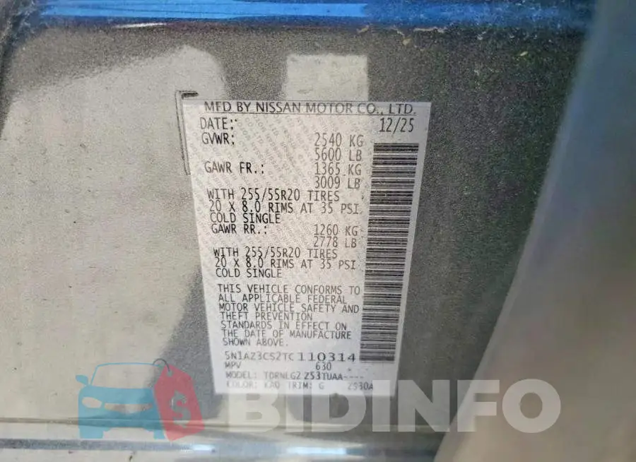 5N1AZ3CS2TC110314 Photo# 13