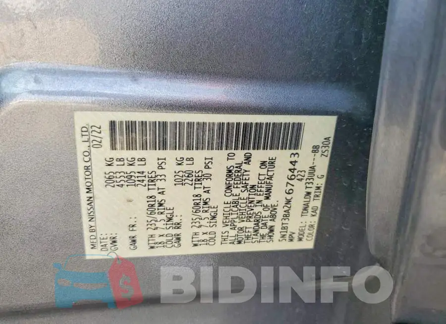 5N1BT3BA2NC676443 Photo# 14