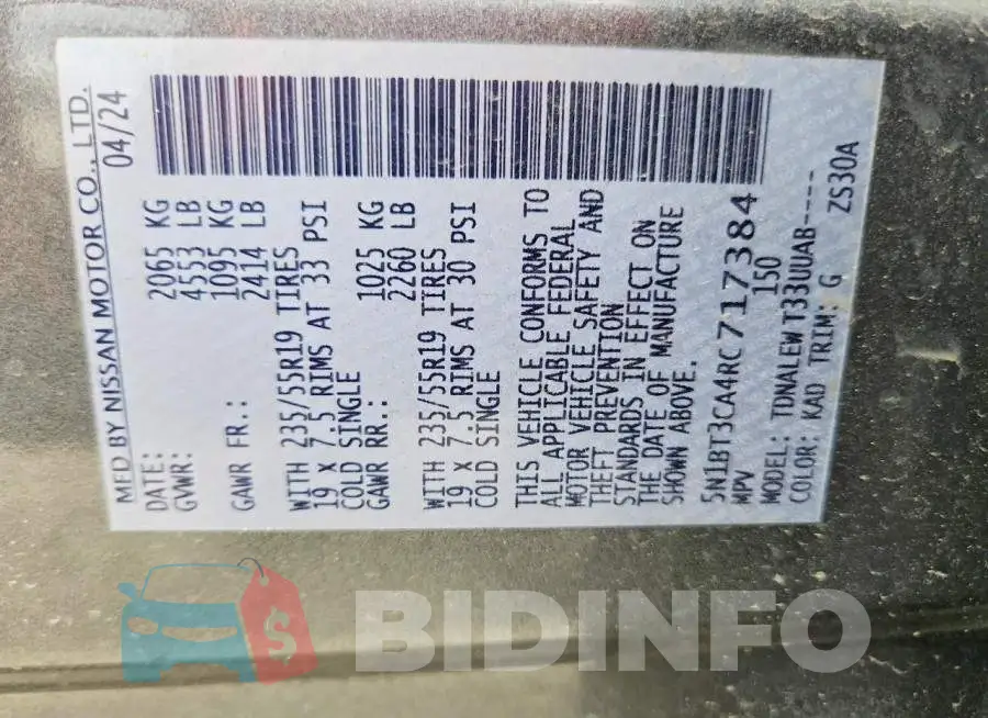 5N1BT3CA4RC717384 Photo# 14