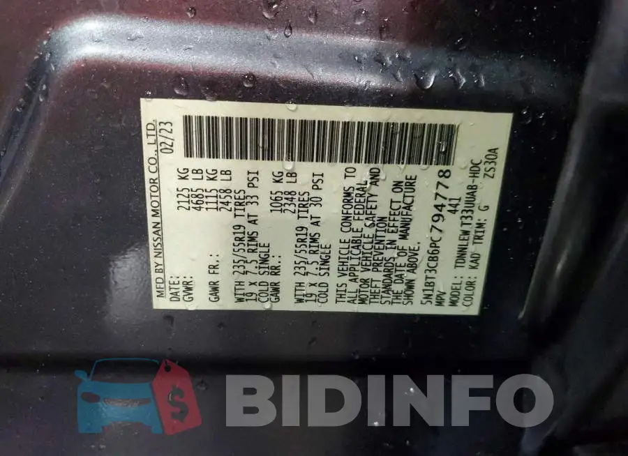 5N1BT3CB6PC794778 Photo# 12