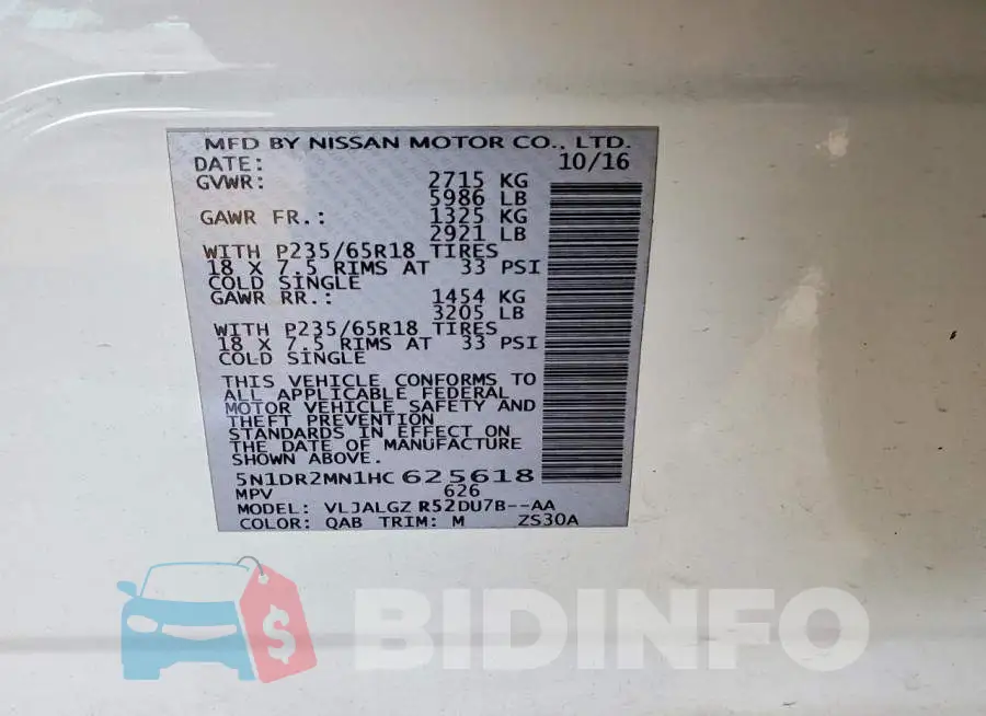 5N1DR2MN1HC625618 Photo# 12