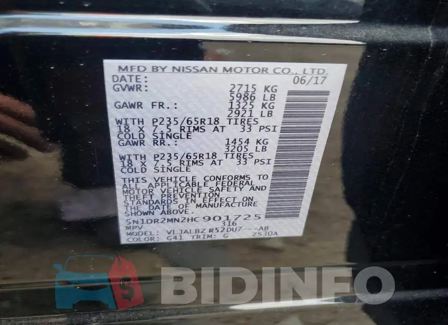 5N1DR2MN2HC901725 Photo# 13