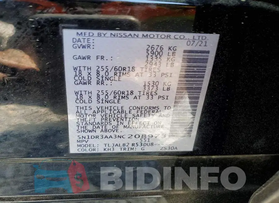 5N1DR3AA3NC208973 Photo# 12