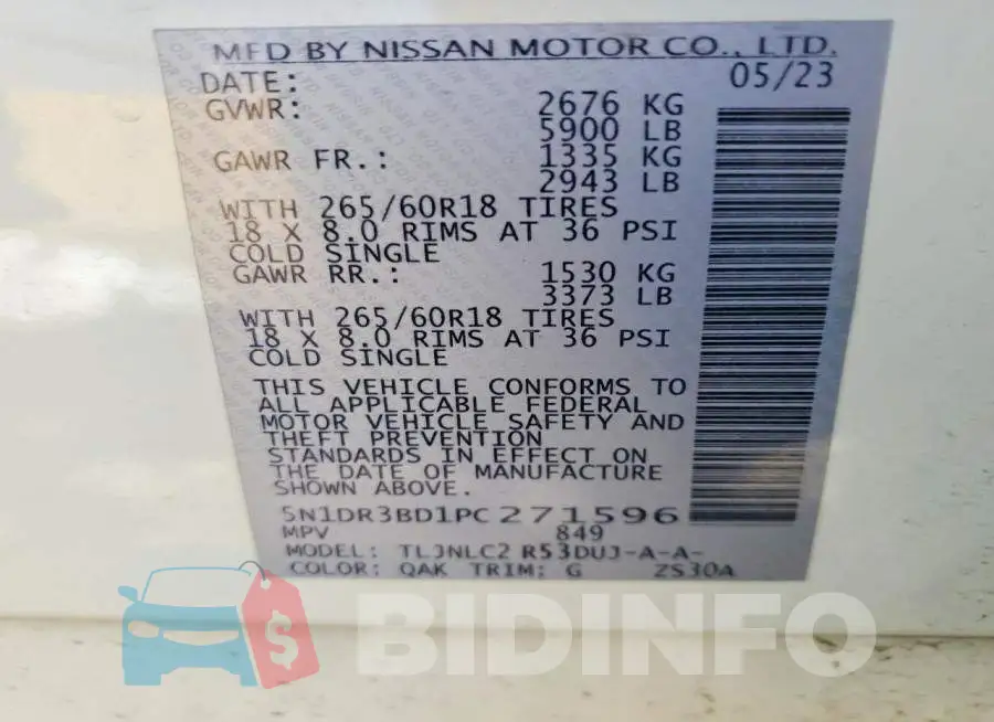 5N1DR3BD1PC271596 Photo# 13