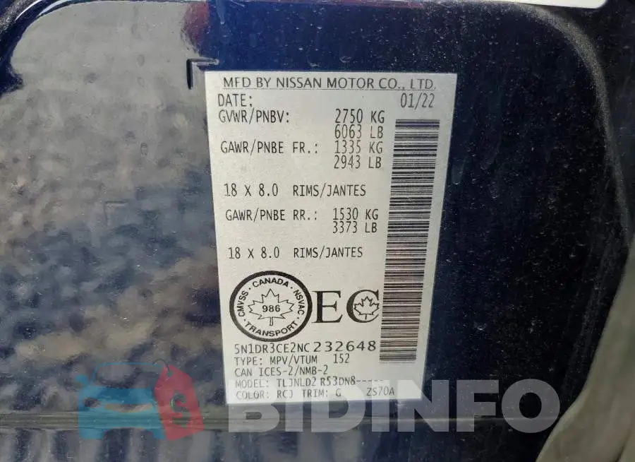 5N1DR3CE2NC232648 Photo# 13