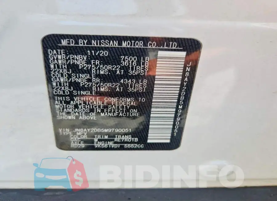 JN8AY2DB5M9790051 Photo# 14