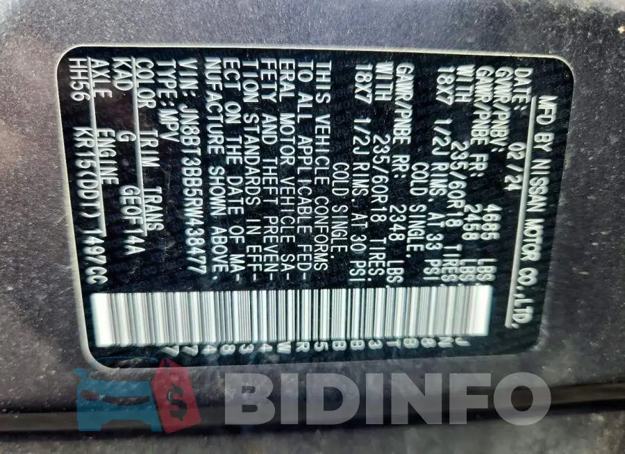 JN8BT3BB5RW438477 Photo# 13