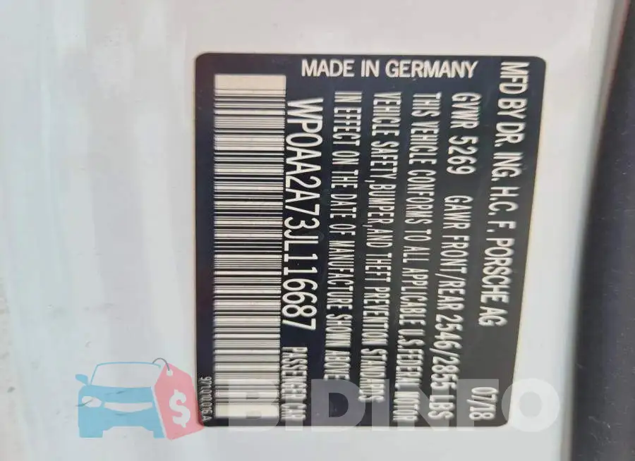 WP0AA2A73JL116687 Photo# 12