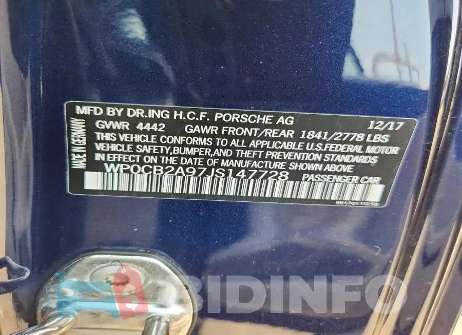 WP0CB2A97JS147728 Photo# 12