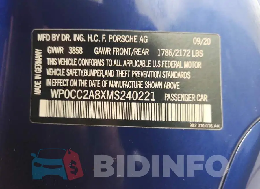 WP0CC2A8XMS240221 Photo# 12