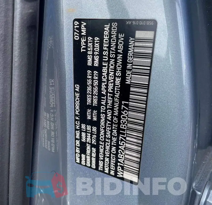 WP1AB2A57LLB30671 Photo# 10