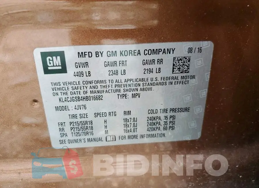 KL4CJGSB4HB016682 Photo# 13