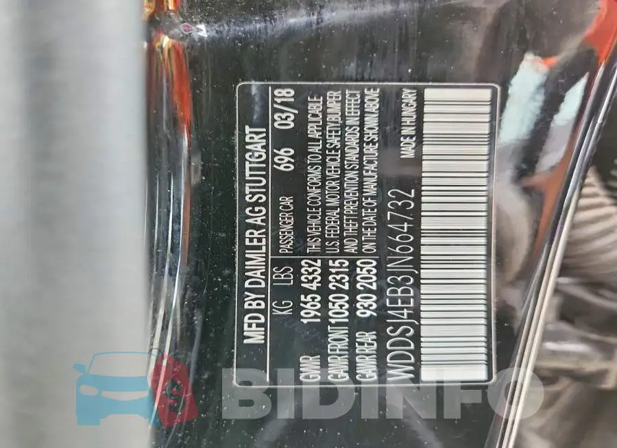 WDDSJ4EB3JN664732 Photo# 12