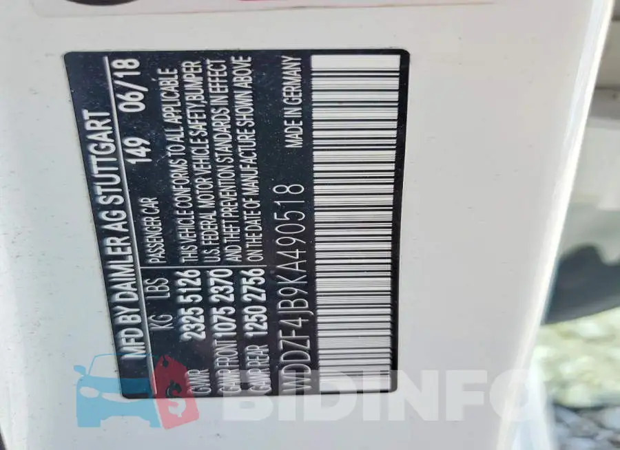 WDDZF4JB9KA490518 Photo# 12