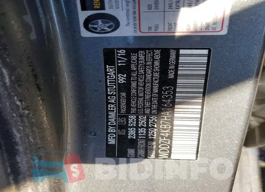 WDDZF4KB7HA164353 Photo# 12