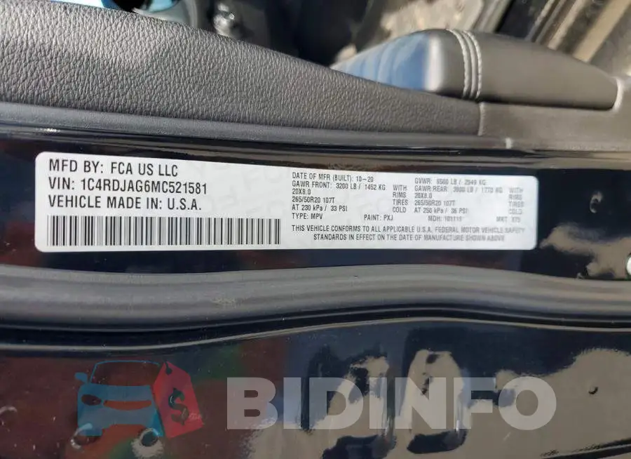 1C4RDJAG6MC521581 Photo# 13