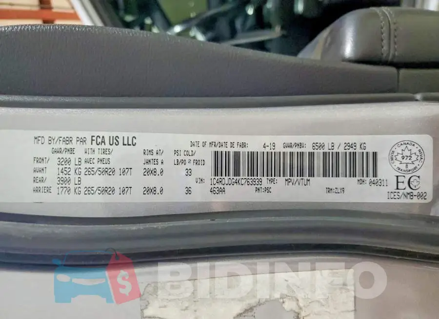 1C4RDJDG4KC763939 Photo# 13