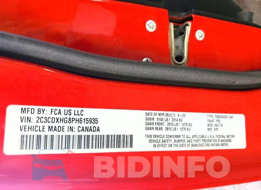 2C3CDXHG8PH615935 Photo# 13
