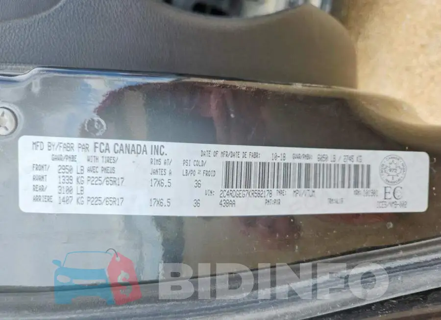 2C4RDGEG7KR582178 Photo# 13
