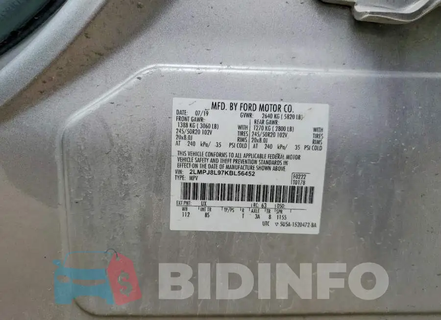 2LMPJ8L97KBL56452 Photo# 13