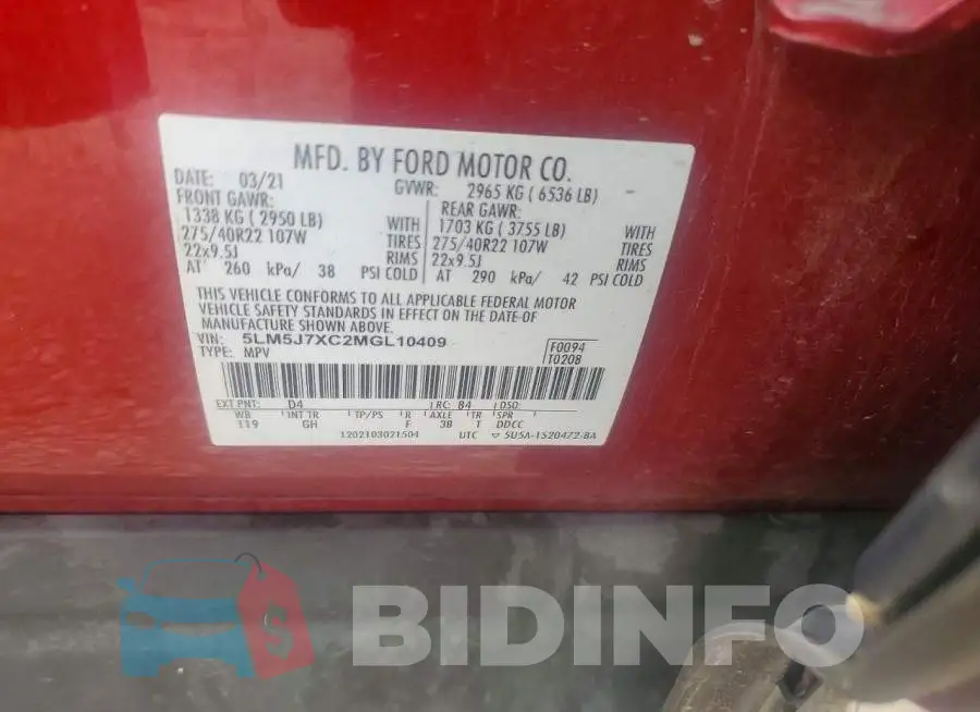 5LM5J7XC2MGL10409 Photo# 13