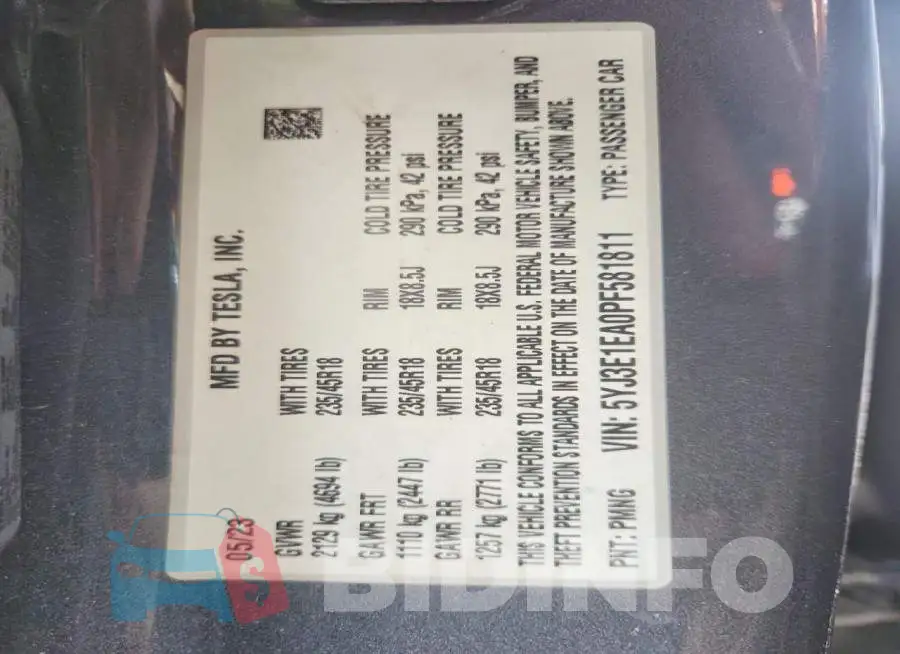 5YJ3E1EA0PF581811 Photo# 12